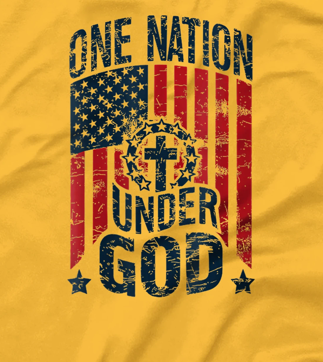 Womens One Nation Under God American Flag Christian Patriotic T-Shirt