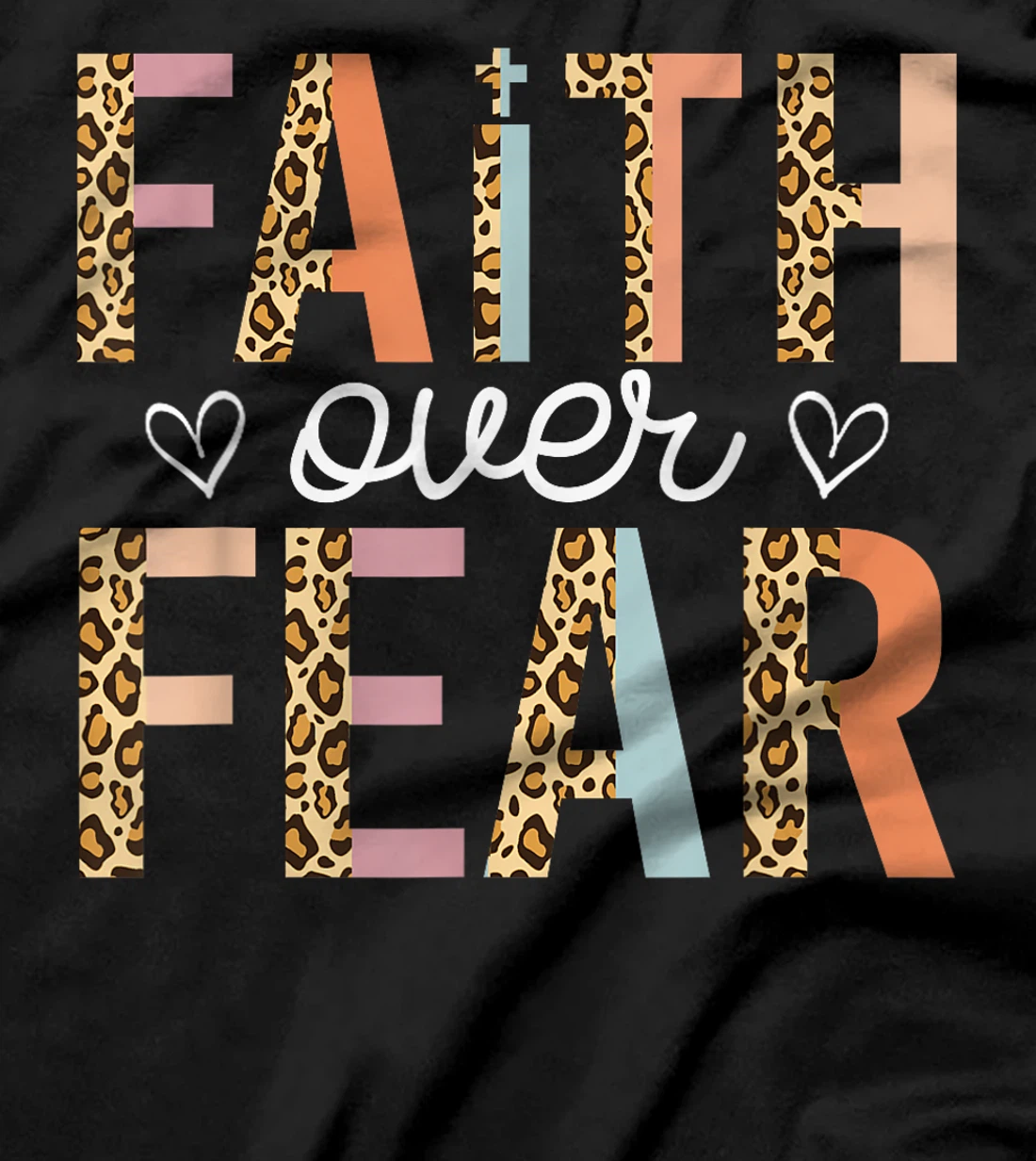 Faith Over Fear God Jesus Religious Christian Leopard Retro T-Shirt