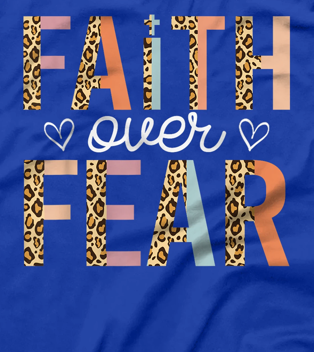 Faith Over Fear God Jesus Religious Christian Leopard Retro T-Shirt