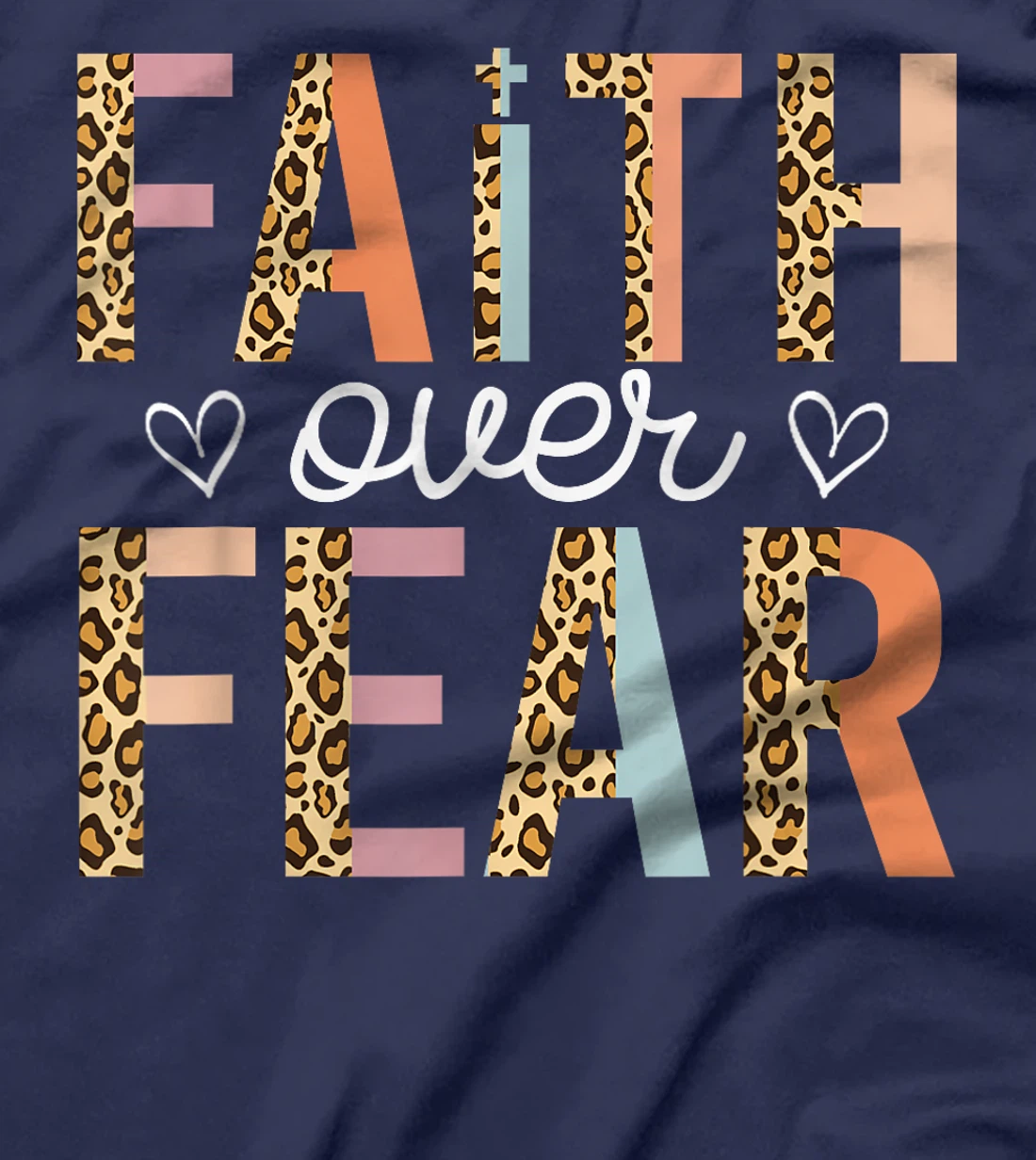 Faith Over Fear God Jesus Religious Christian Leopard Retro T-Shirt