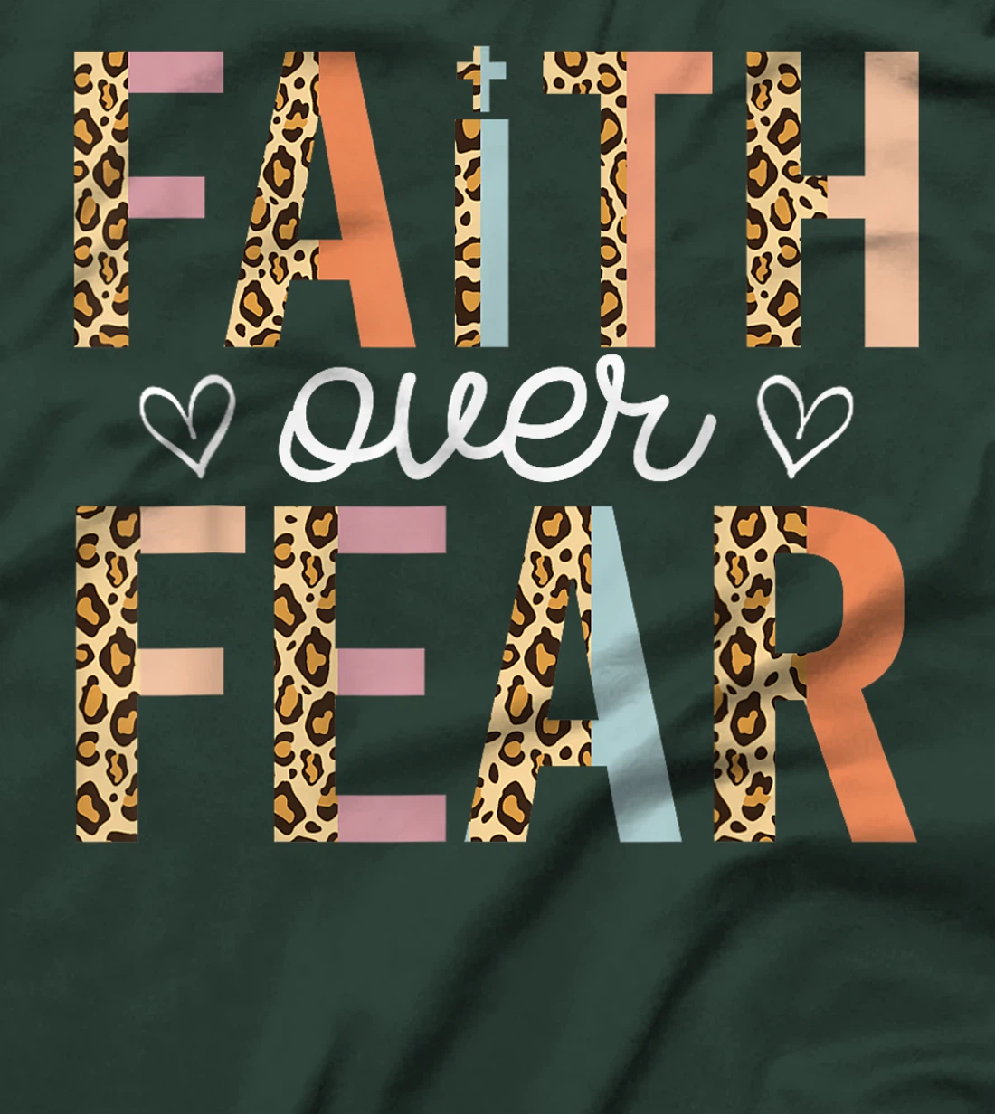 Faith Over Fear God Jesus Religious Christian Leopard Retro T-Shirt