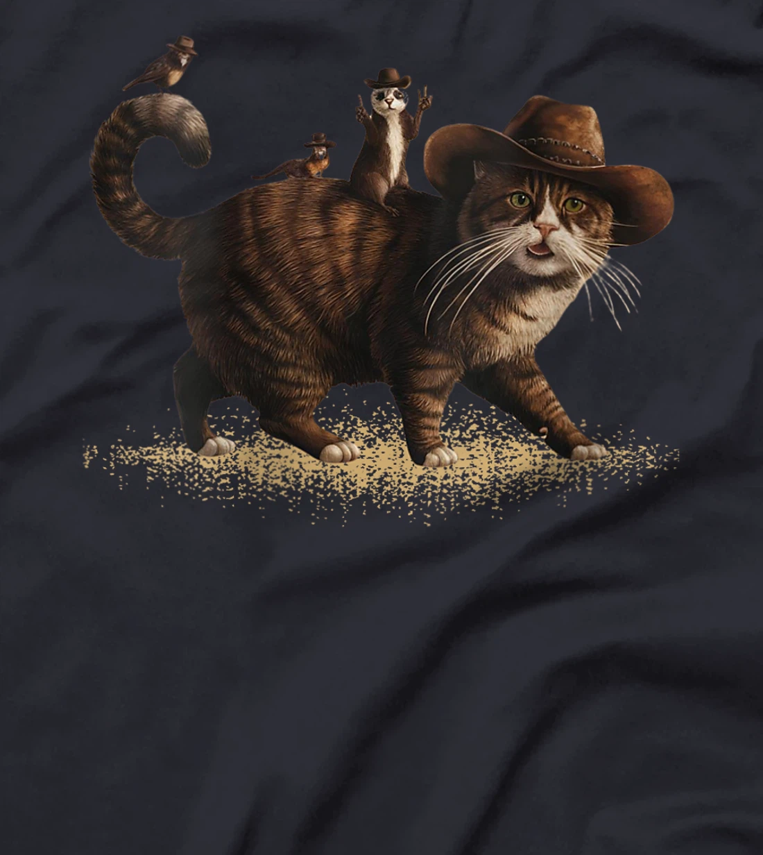 Womens Funny Cowboy Vintage Cat Retro Meowdy Country Western Texas T-Shirt