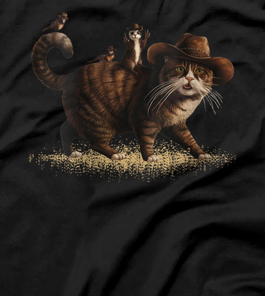 Womens Funny Cowboy Vintage Cat Retro Meowdy Country Western Texas T-Shirt