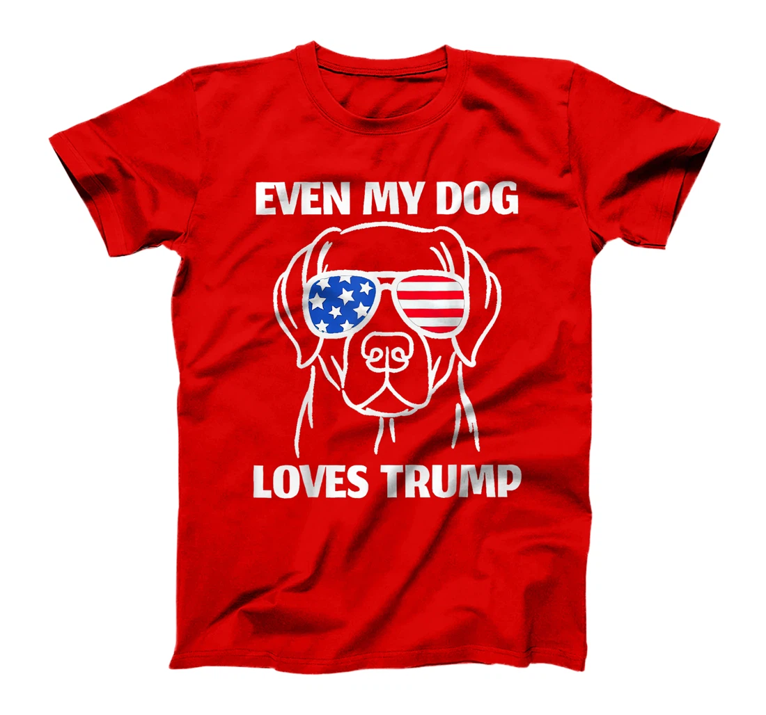 Labrador Dog Sunglasses USA Flag Even My Dog Loves Trump T-Shirt
