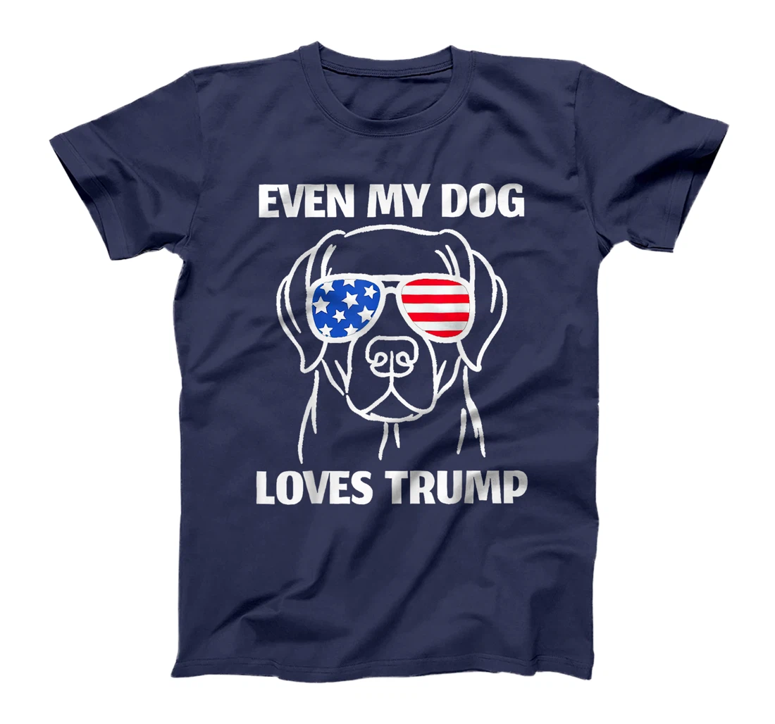 Labrador Dog Sunglasses USA Flag Even My Dog Loves Trump T-Shirt