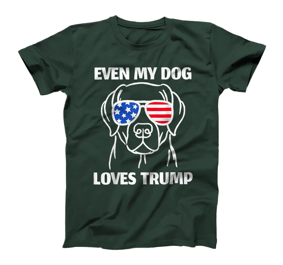 Labrador Dog Sunglasses USA Flag Even My Dog Loves Trump T-Shirt