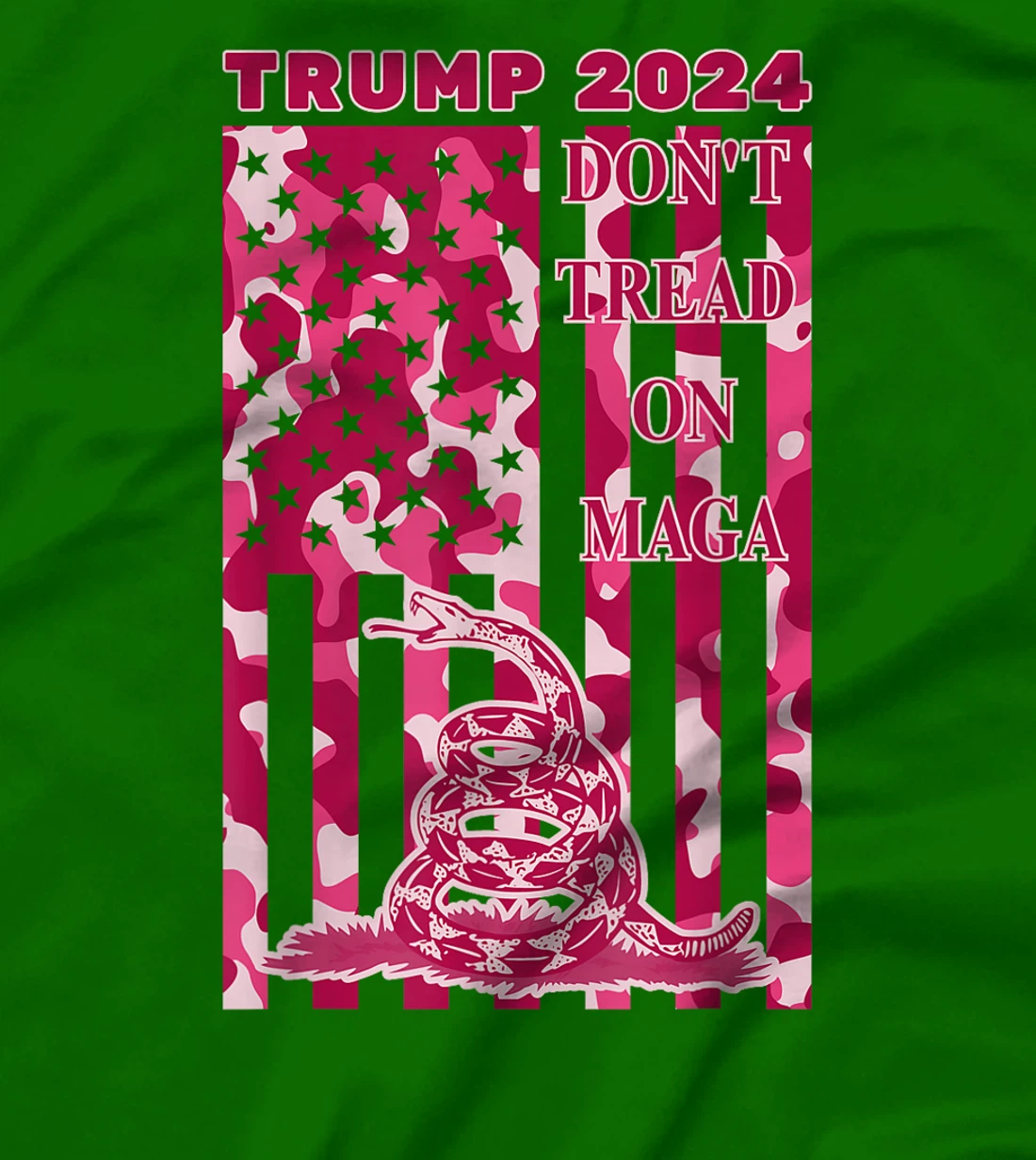 Pink Camo Camouflage Trump 2024 Don't Tread On MAGA Snake T-Shirt