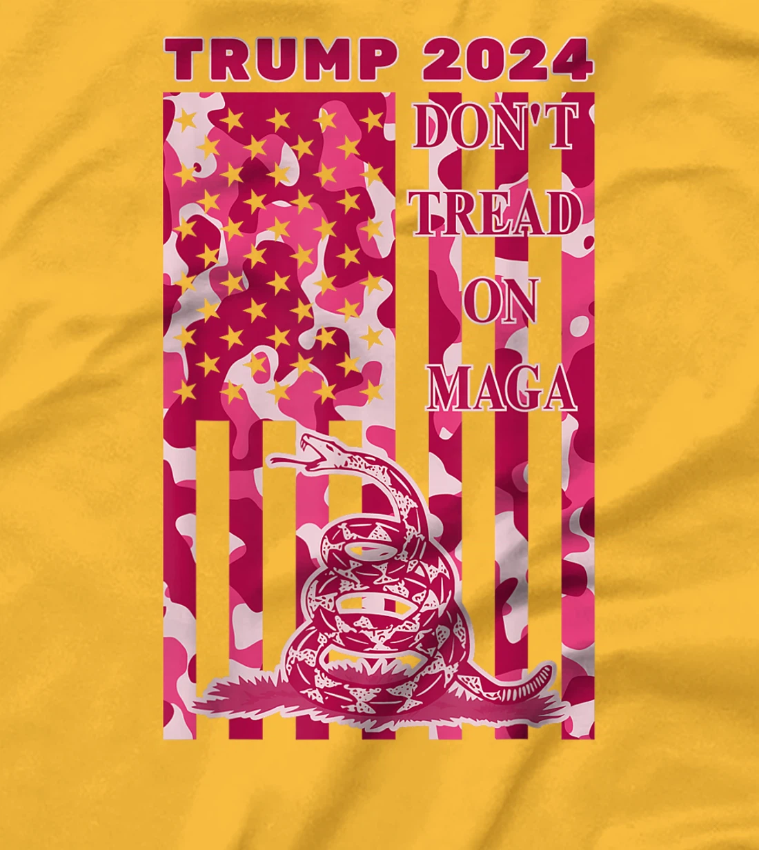 Pink Camo Camouflage Trump 2024 Don't Tread On MAGA Snake T-Shirt