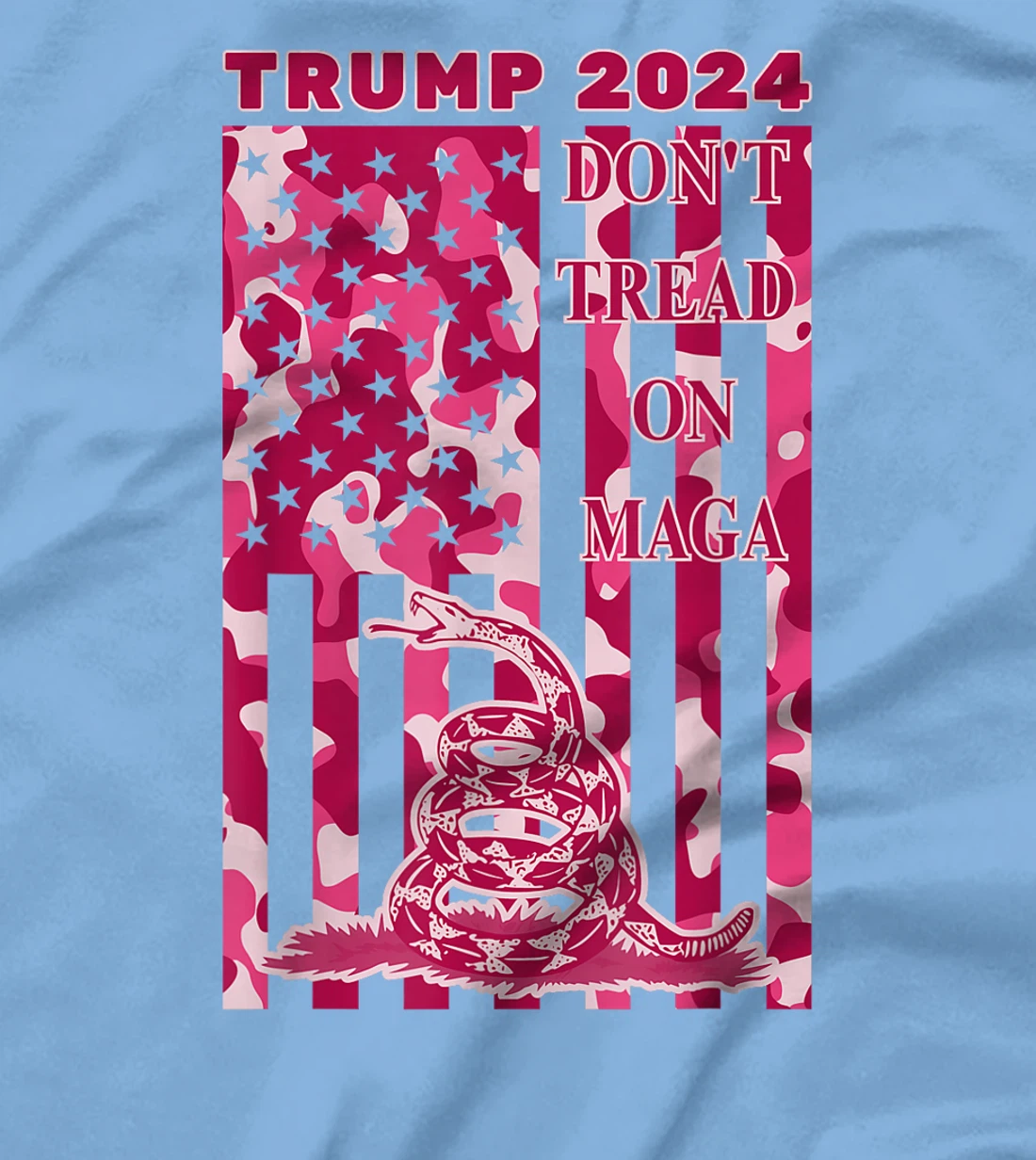 Pink Camo Camouflage Trump 2024 Don't Tread On MAGA Snake T-Shirt