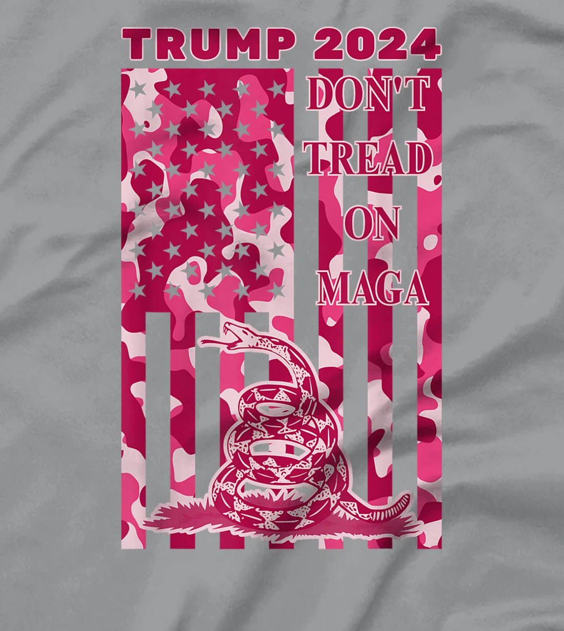 Pink Camo Camouflage Trump 2024 Don't Tread On MAGA Snake T-Shirt