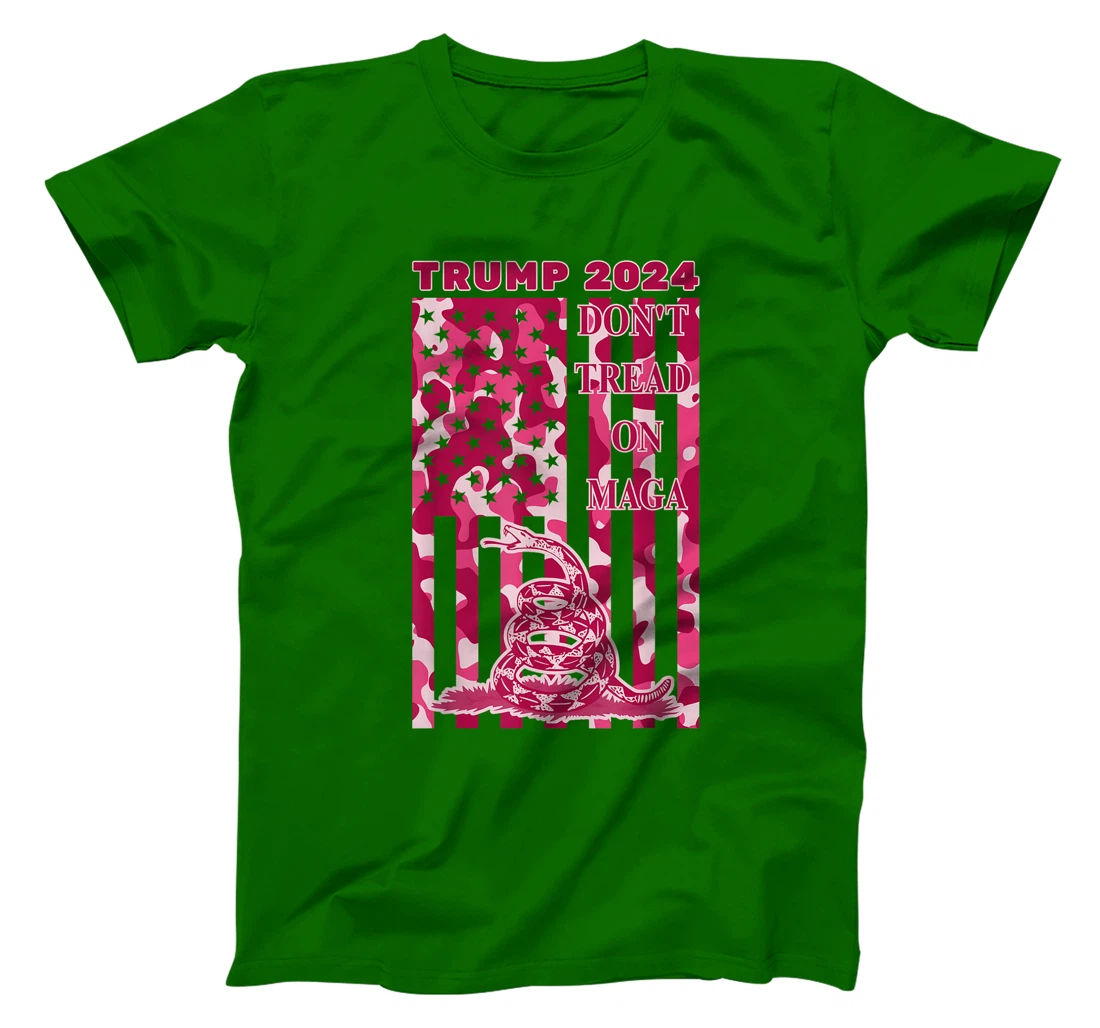 Pink Camo Camouflage Trump 2024 Don't Tread On MAGA Snake T-Shirt