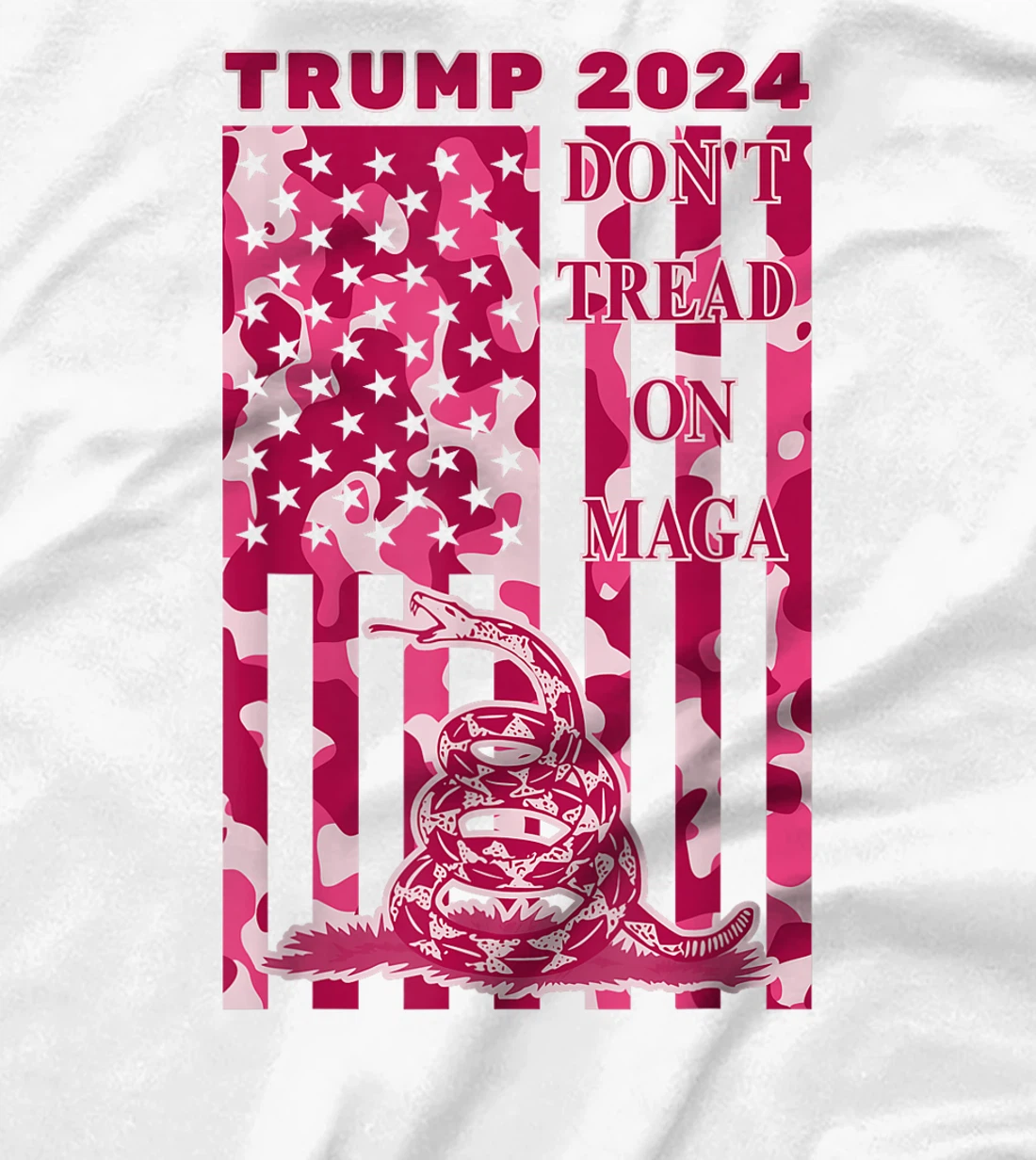 Pink Camo Camouflage Trump 2024 Don't Tread On MAGA Snake T-Shirt