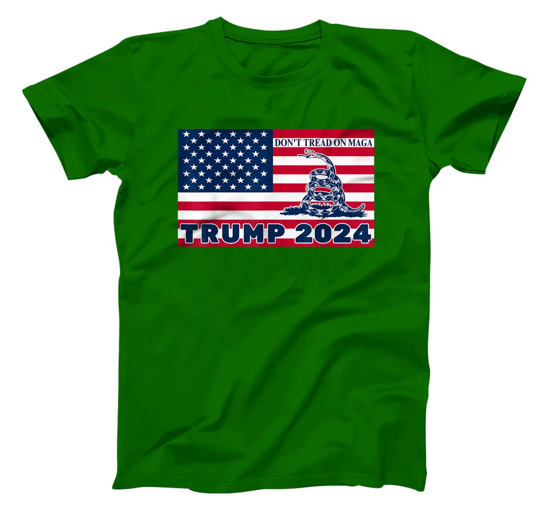 Trump 2024 Don't Tread On MAGA Snake Rattlesnake USA Flag T-Shirt