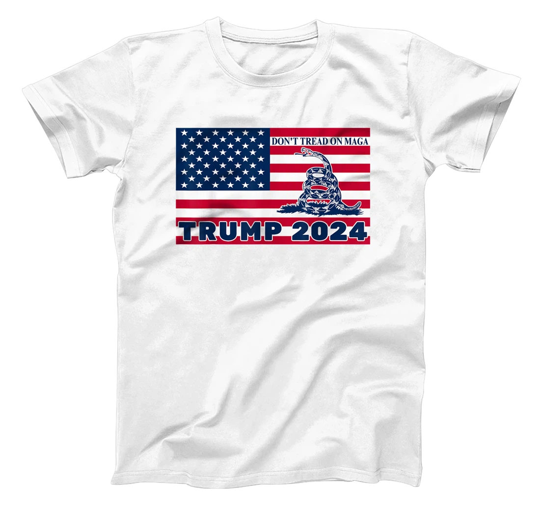Trump 2024 Don't Tread On MAGA Snake Rattlesnake USA Flag T-Shirt