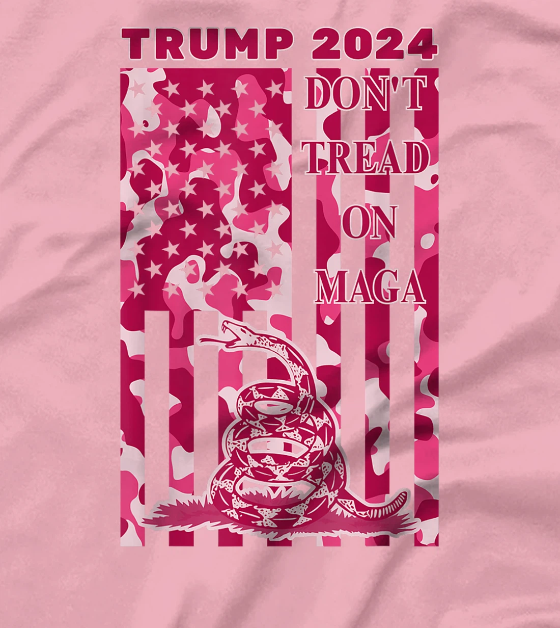 Pink Camo Camouflage Trump 2024 Don't Tread On MAGA Snake T-Shirt