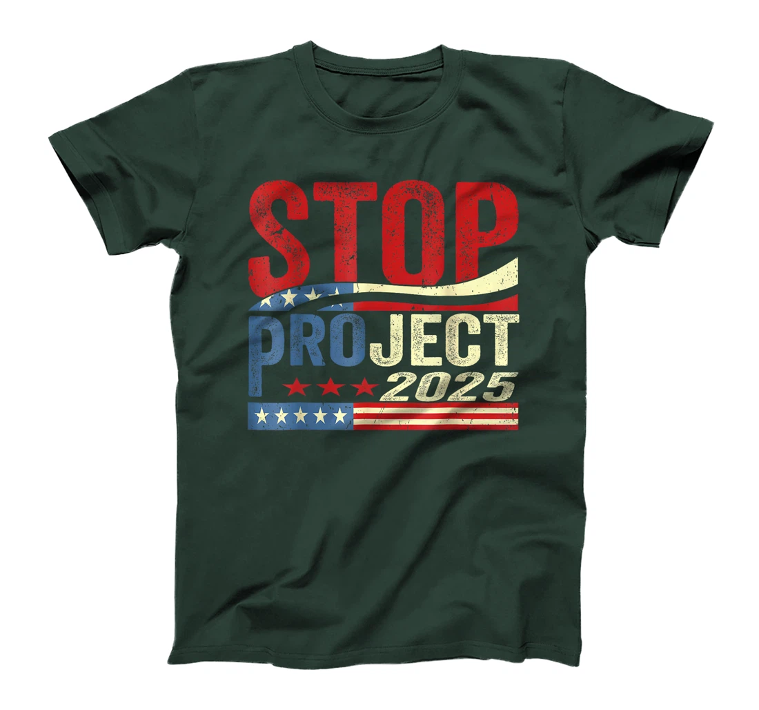 Stop project 2025 American flag Anti trump biden supporter T-Shirt