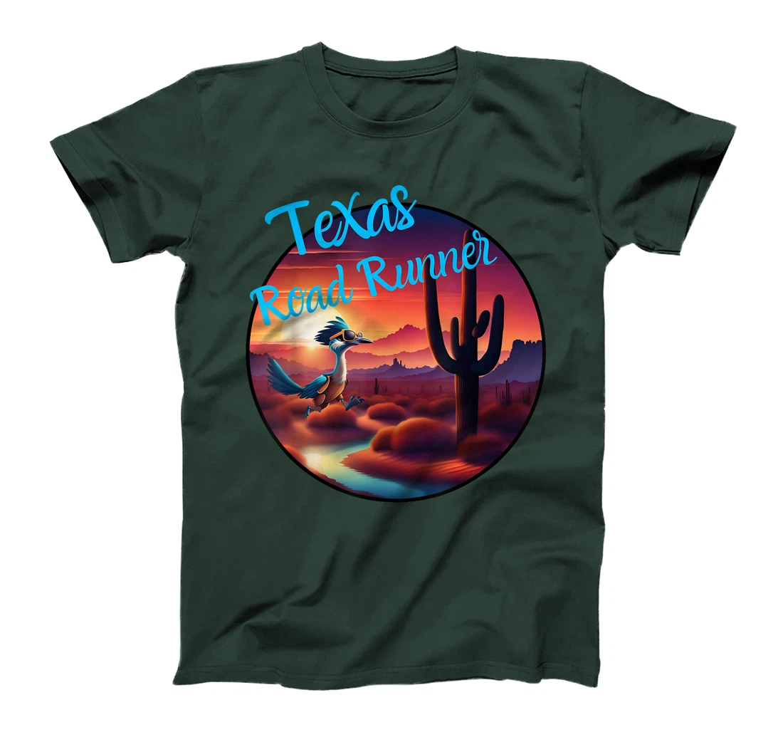Road Runner Texas Desert Sunset Cactus Running Bird Lover T-Shirt