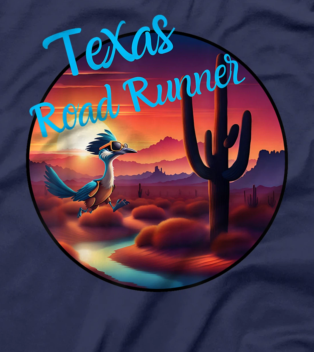 Road Runner Texas Desert Sunset Cactus Running Bird Lover T-Shirt