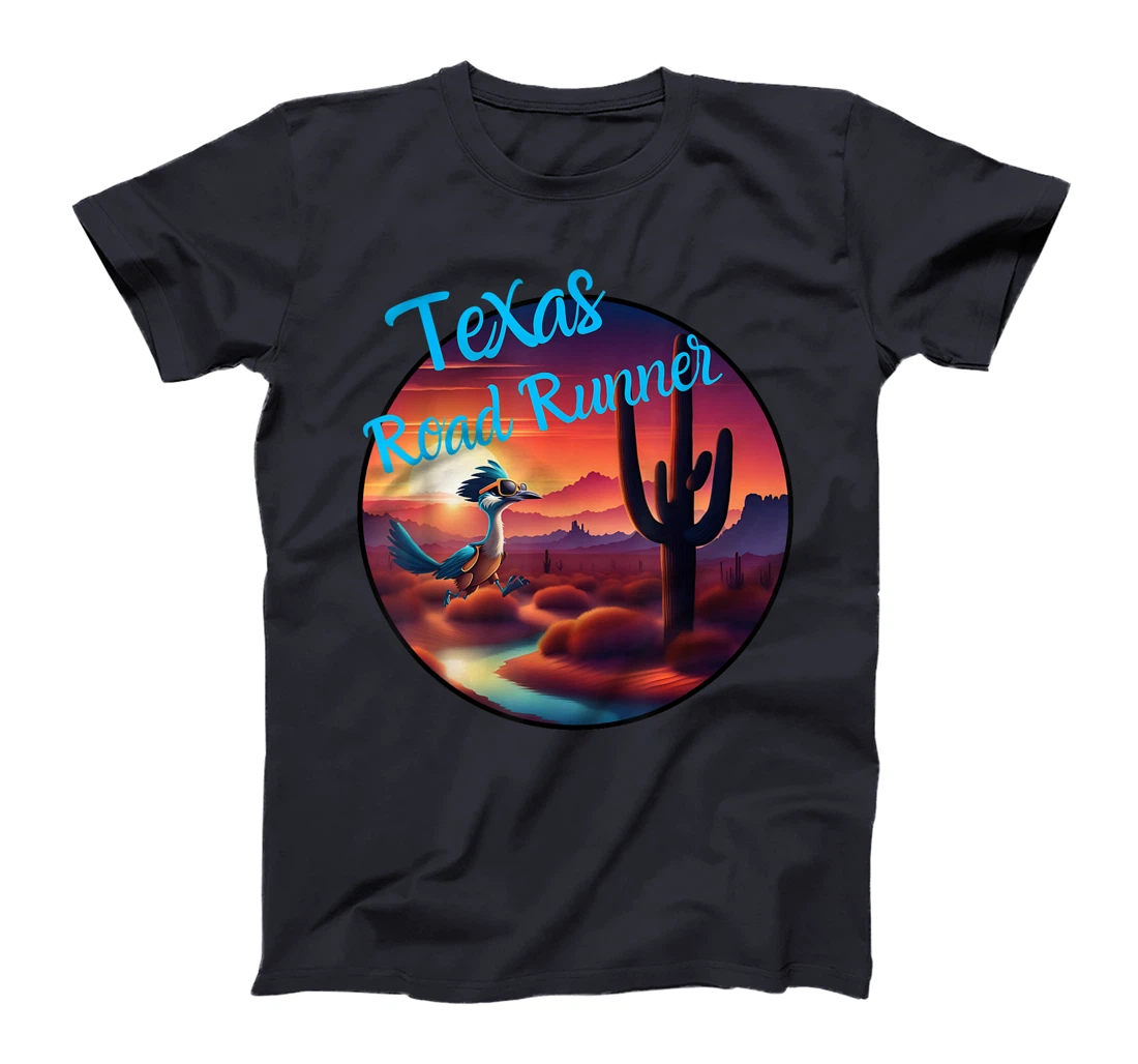 Road Runner Texas Desert Sunset Cactus Running Bird Lover T-Shirt