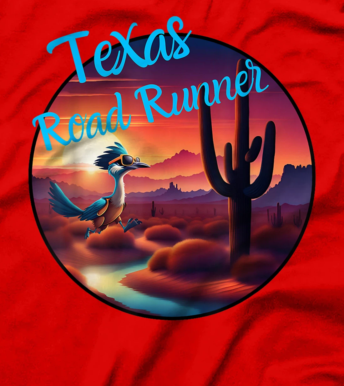 Road Runner Texas Desert Sunset Cactus Running Bird Lover T-Shirt