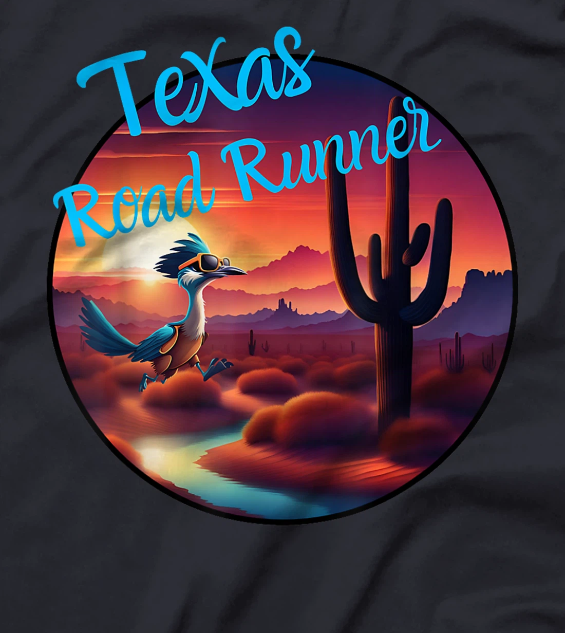 Road Runner Texas Desert Sunset Cactus Running Bird Lover T-Shirt