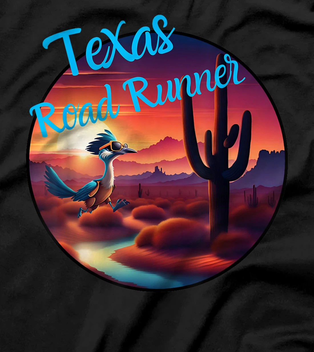 Road Runner Texas Desert Sunset Cactus Running Bird Lover T-Shirt