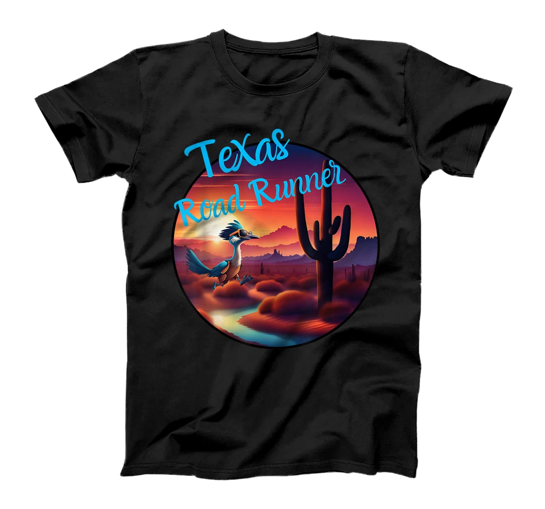 Road Runner Texas Desert Sunset Cactus Running Bird Lover T-Shirt