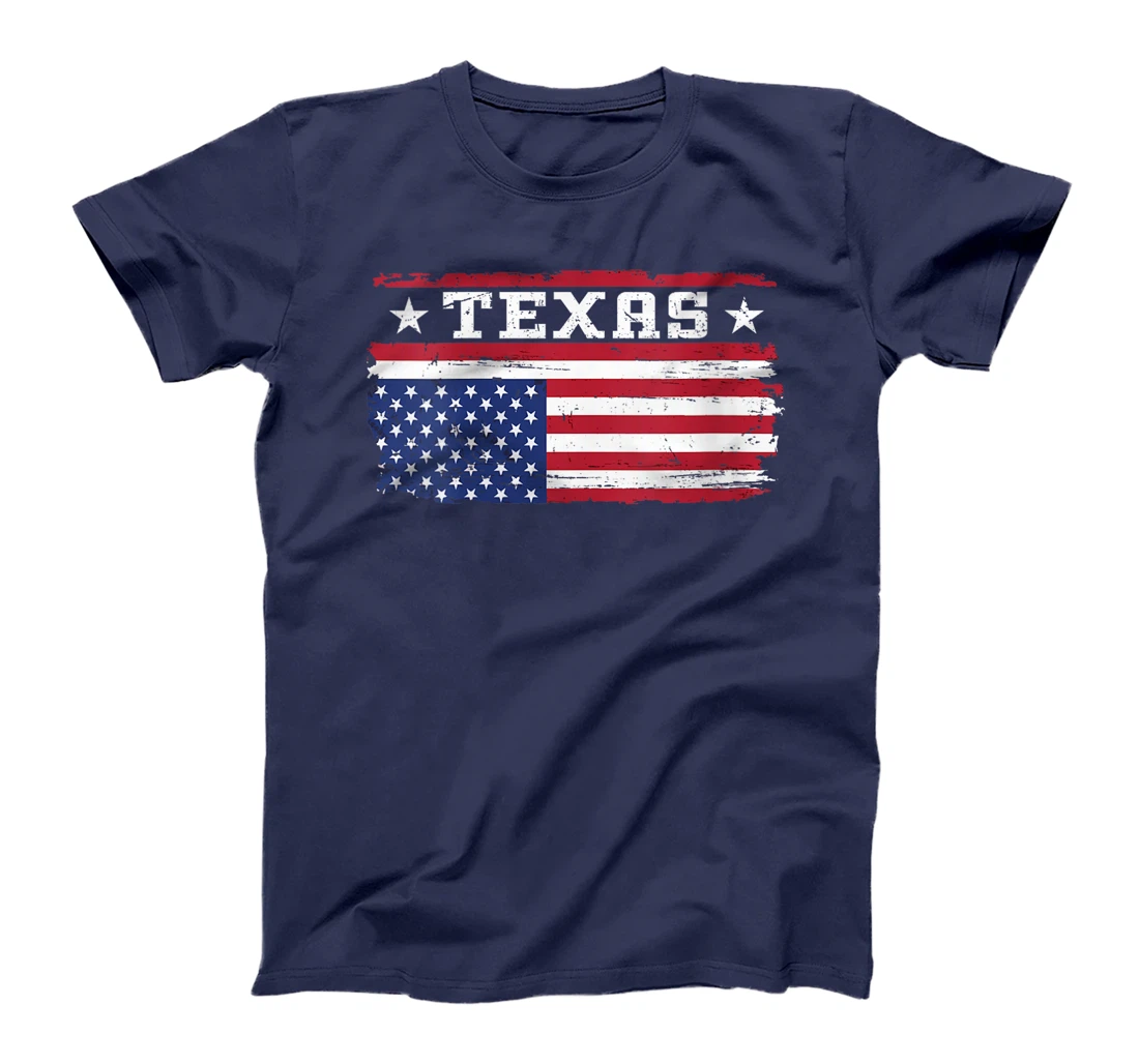 Womens Upside Down American Flag Texas Patriotic Distress T-Shirt