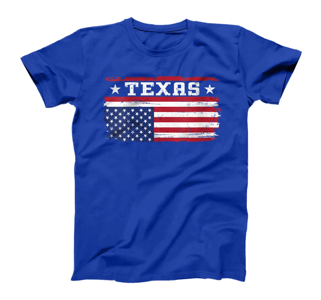 Womens Upside Down American Flag Texas Patriotic Distress T-Shirt