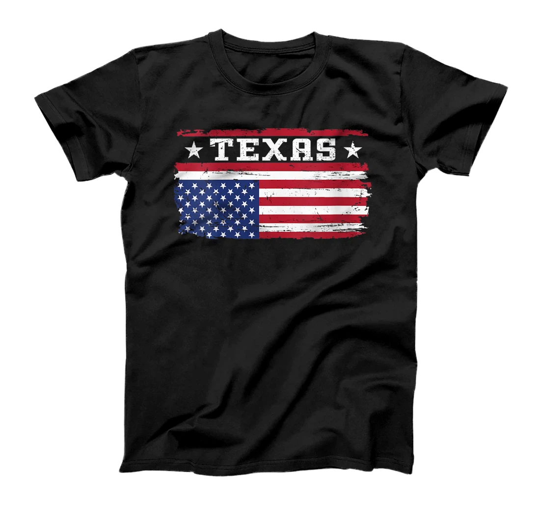 Womens Upside Down American Flag Texas Patriotic Distress T-Shirt
