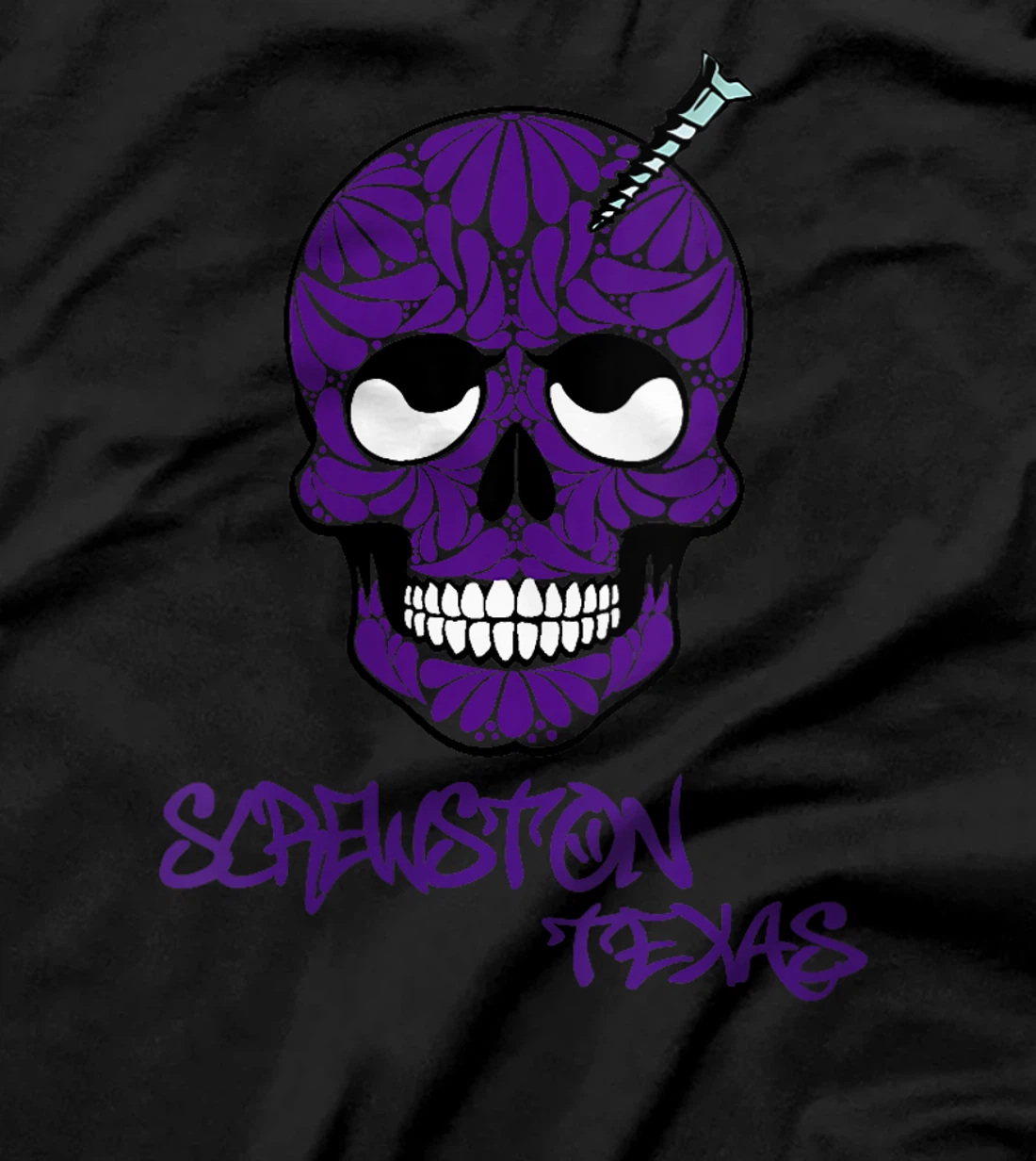 Womens Screwston, Texas Talavera Screwhead Skeleton Skull T-Shirt