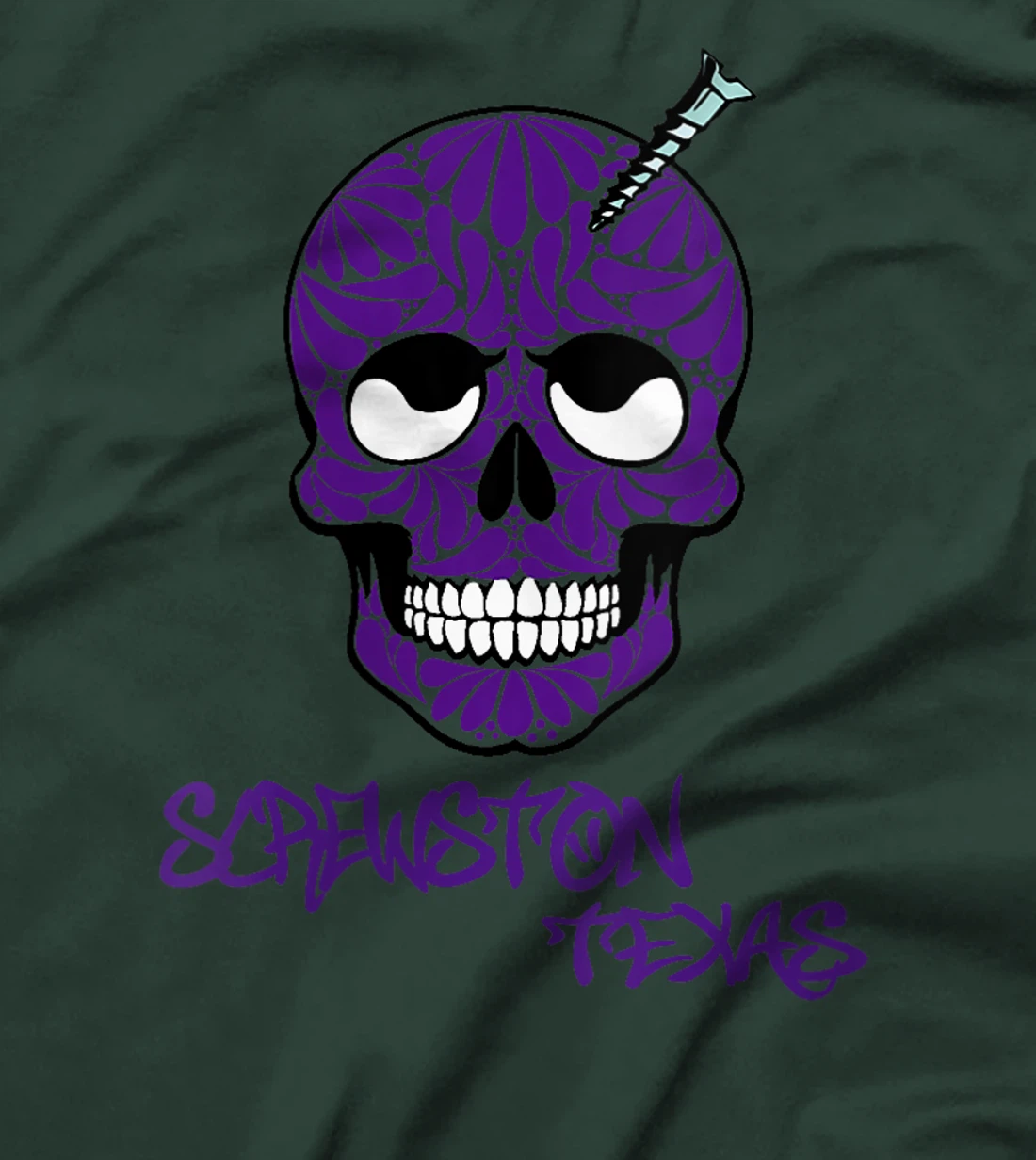 Womens Screwston, Texas Talavera Screwhead Skeleton Skull T-Shirt