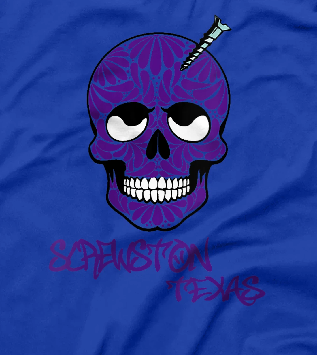 Womens Screwston, Texas Talavera Screwhead Skeleton Skull T-Shirt