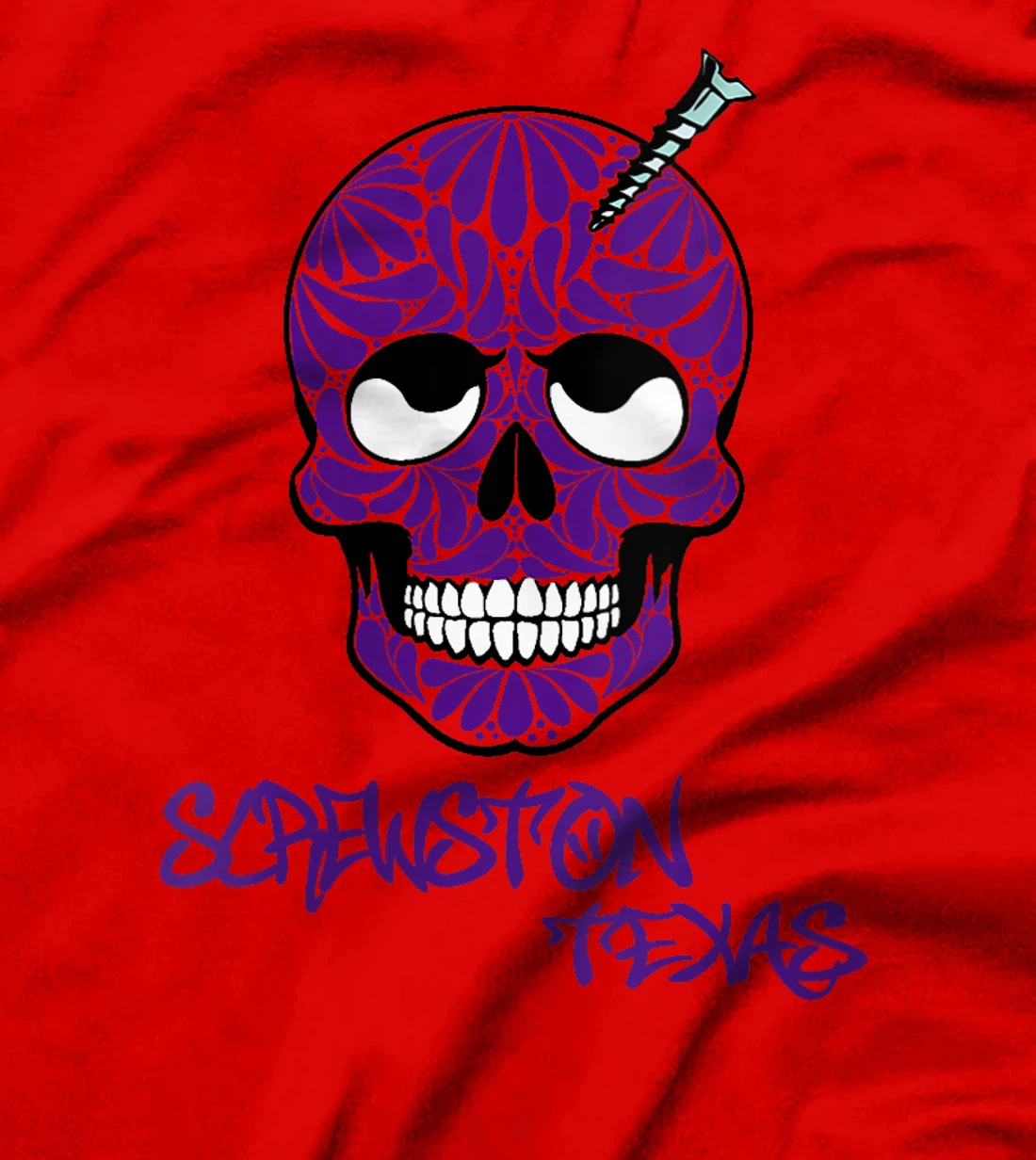 Womens Screwston, Texas Talavera Screwhead Skeleton Skull T-Shirt