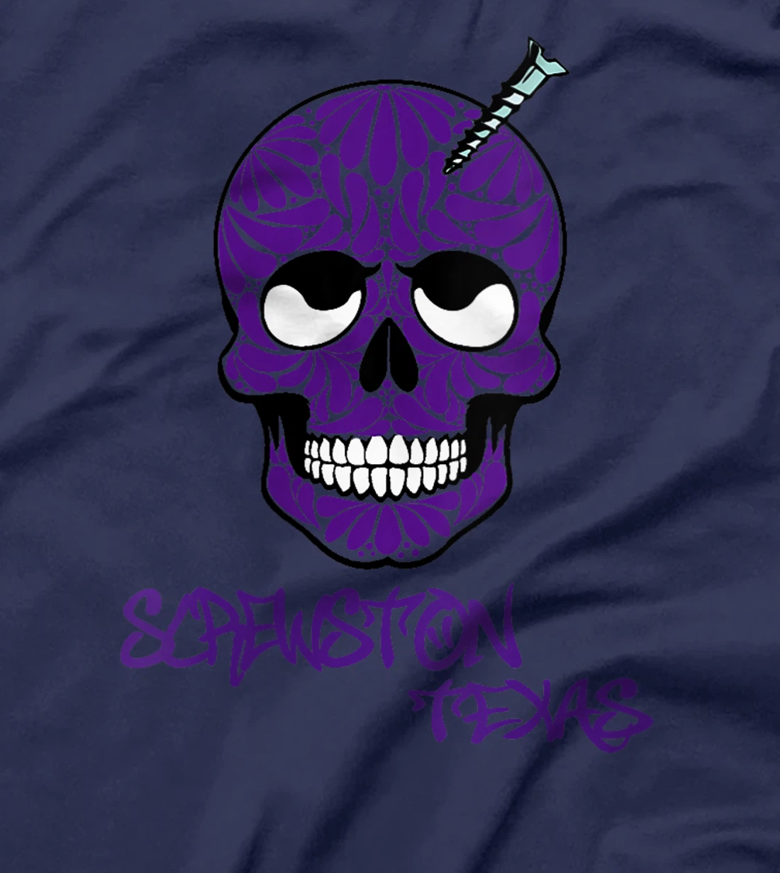 Womens Screwston, Texas Talavera Screwhead Skeleton Skull T-Shirt