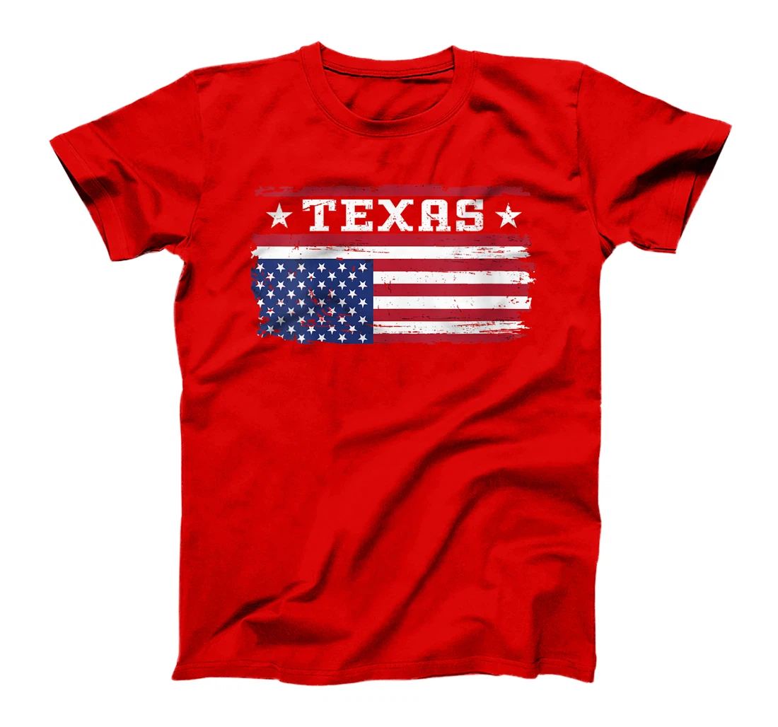Womens Upside Down American Flag Texas Patriotic Distress T-Shirt