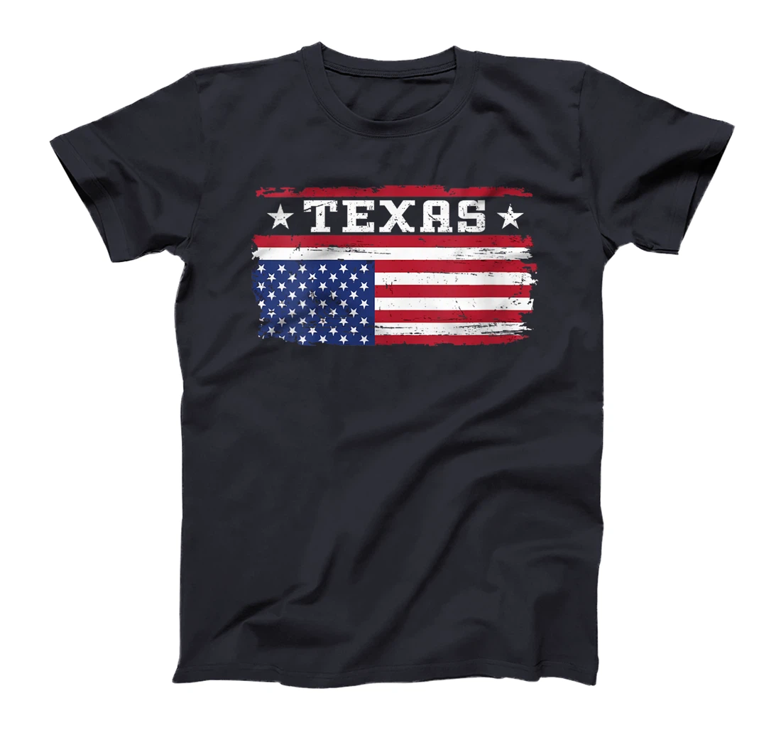 Womens Upside Down American Flag Texas Patriotic Distress T-Shirt