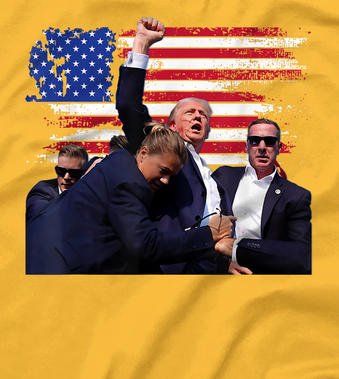 Donald Trump Fist Salute - USA Butler PA Patriot MAGA Flag T-Shirt