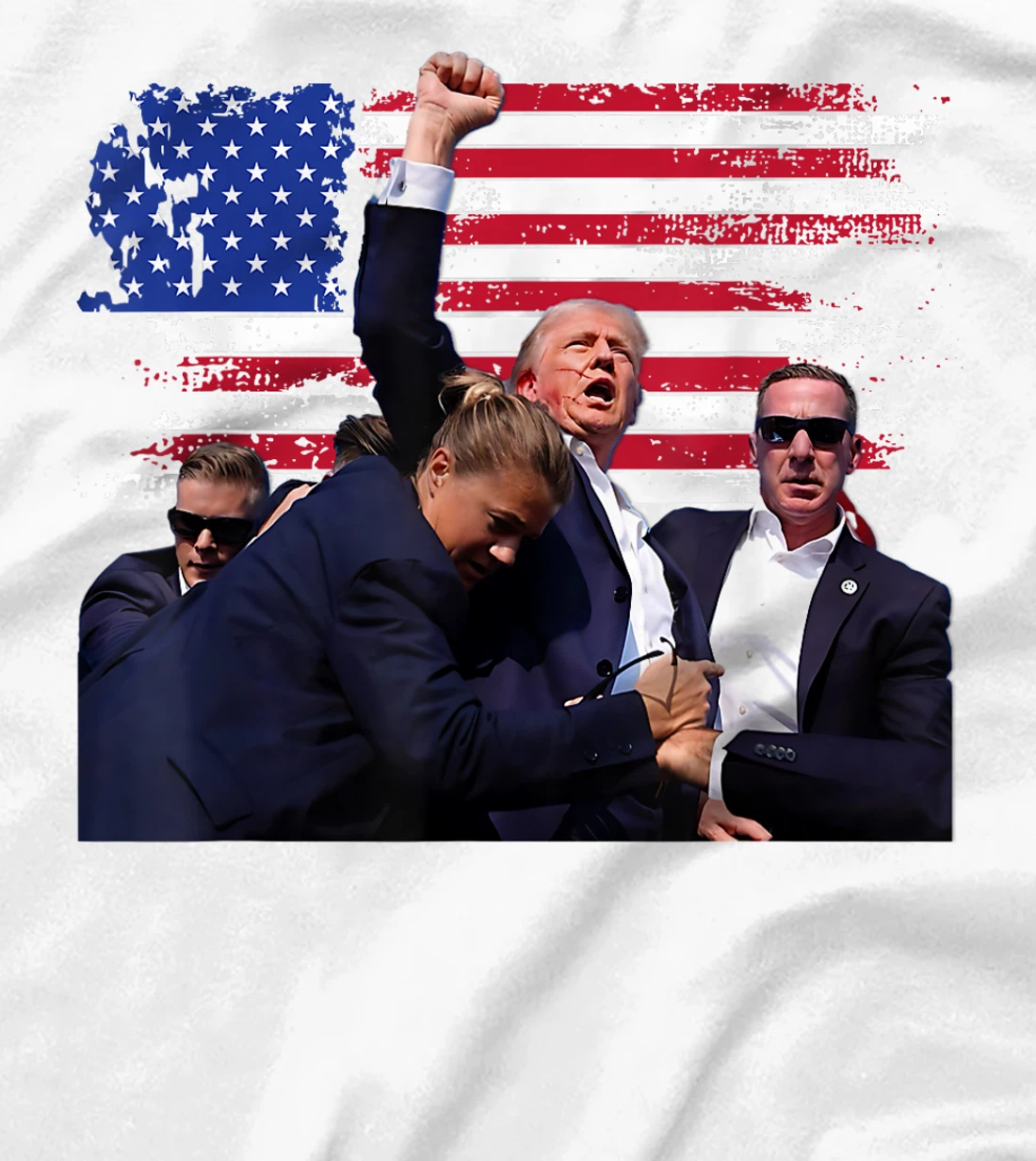 Donald Trump Fist Salute - USA Butler PA Patriot MAGA Flag T-Shirt