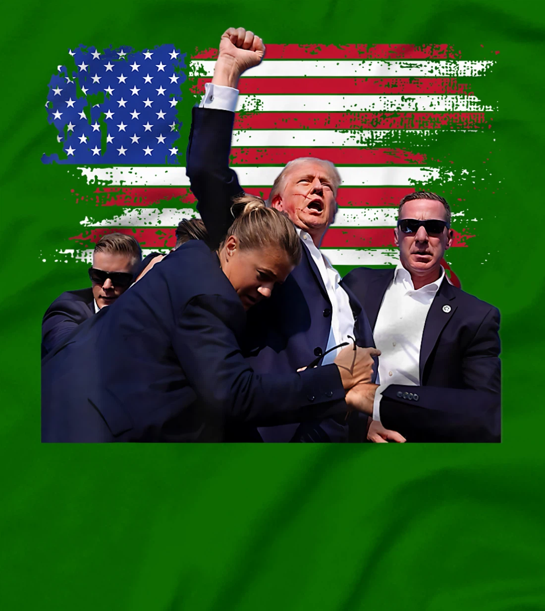 Donald Trump Fist Salute - USA Butler PA Patriot MAGA Flag T-Shirt