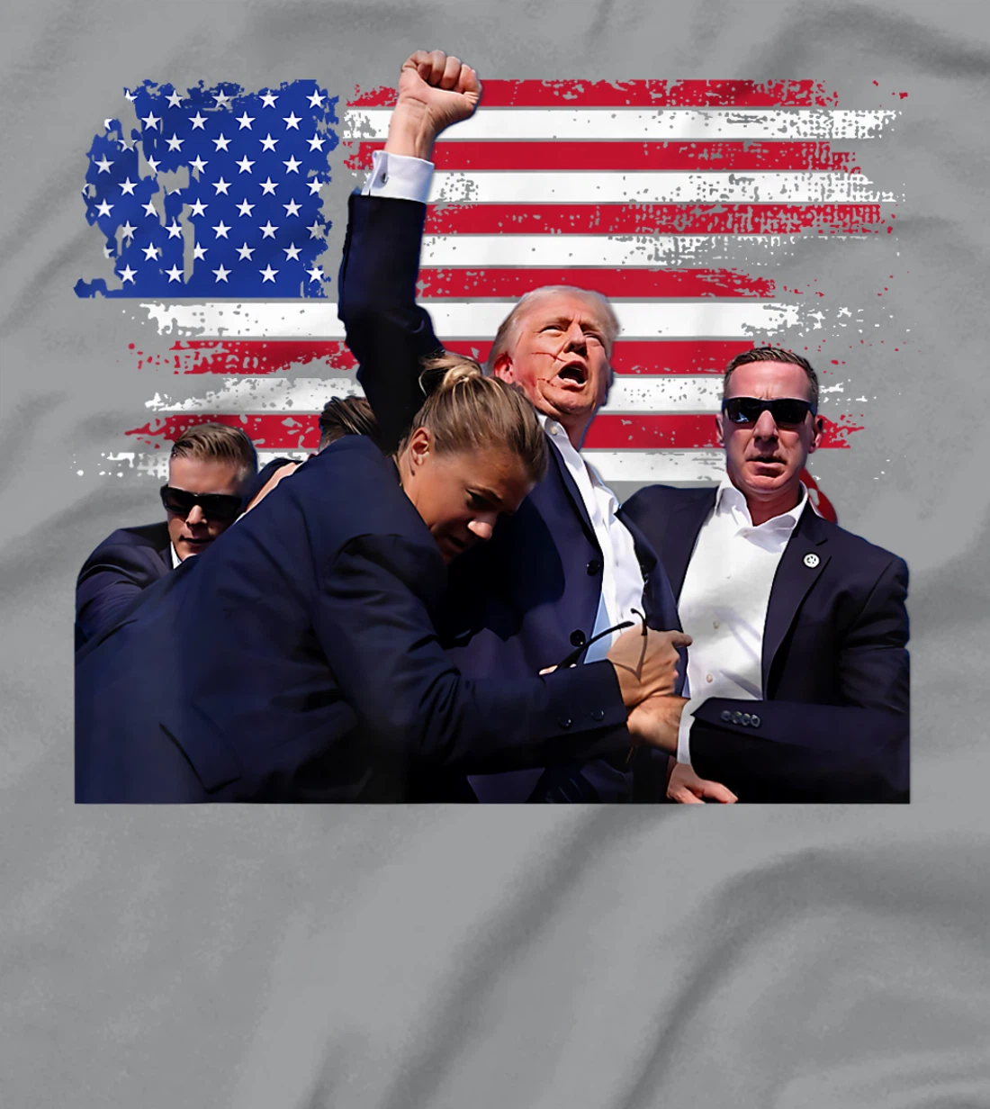 Donald Trump Fist Salute - USA Butler PA Patriot MAGA Flag T-Shirt