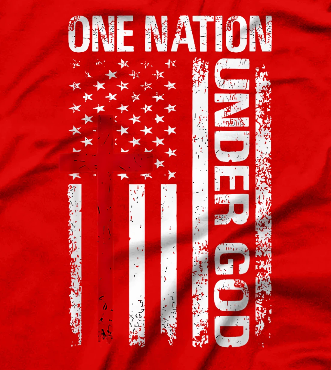 Womens One Nation Under God Flag 4th Of July Patriotic Christian T-Shirt