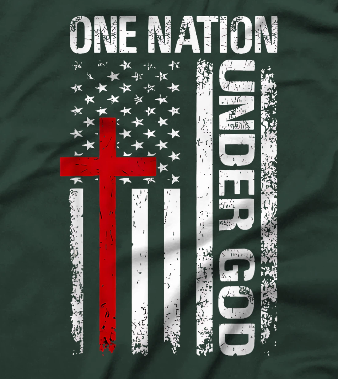 Womens One Nation Under God Flag 4th Of July Patriotic Christian T-Shirt