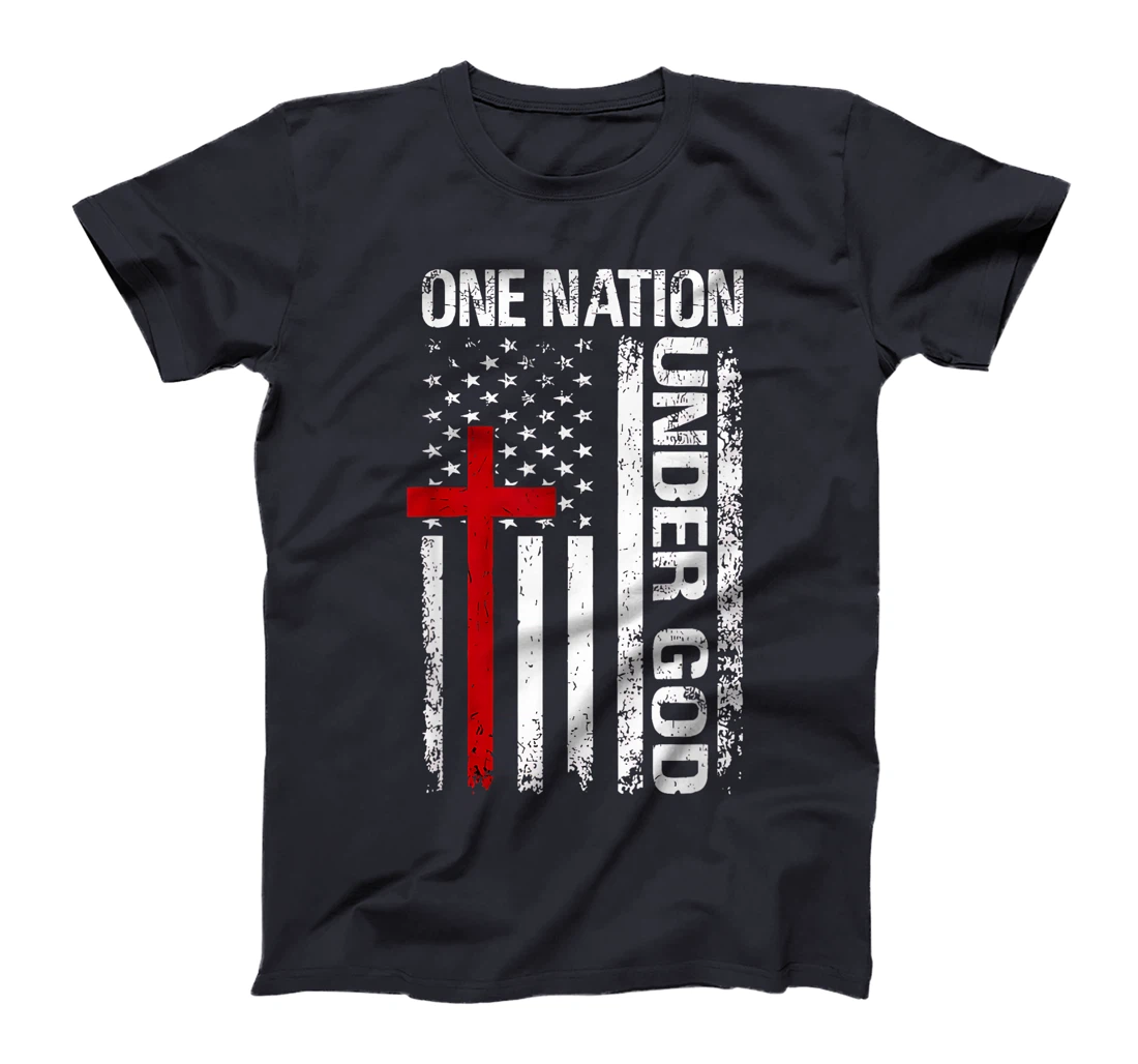 Womens One Nation Under God Flag 4th Of July Patriotic Christian T-Shirt