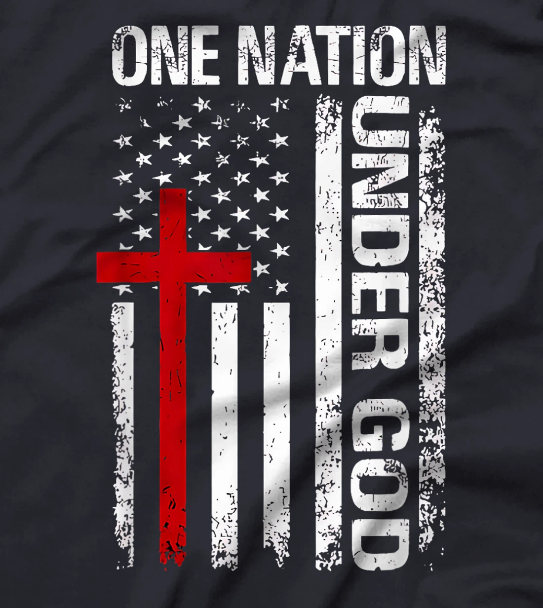 Womens One Nation Under God Flag 4th Of July Patriotic Christian T-Shirt