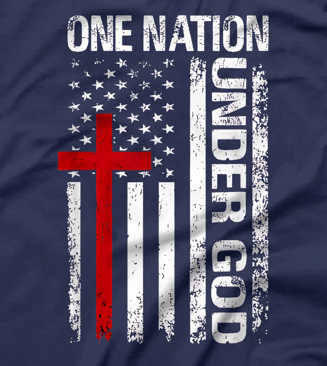 Womens One Nation Under God Flag 4th Of July Patriotic Christian T-Shirt