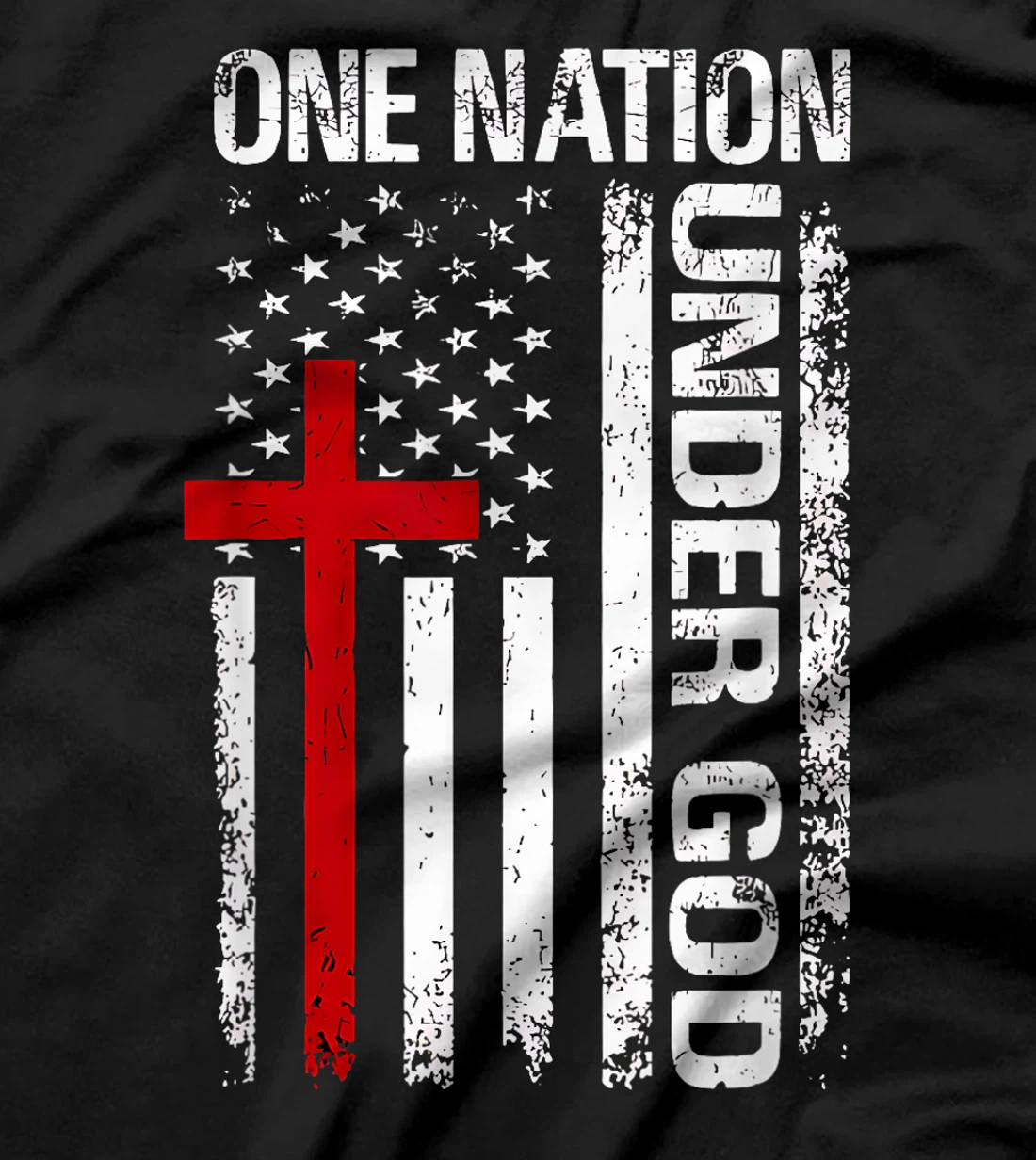 Womens One Nation Under God Flag 4th Of July Patriotic Christian T-Shirt
