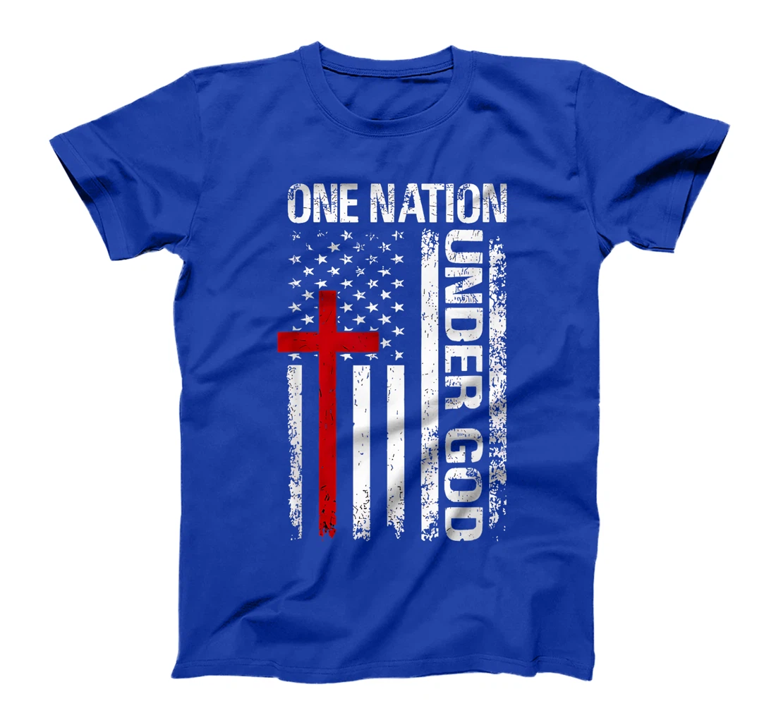 Womens One Nation Under God Flag 4th Of July Patriotic Christian T-Shirt