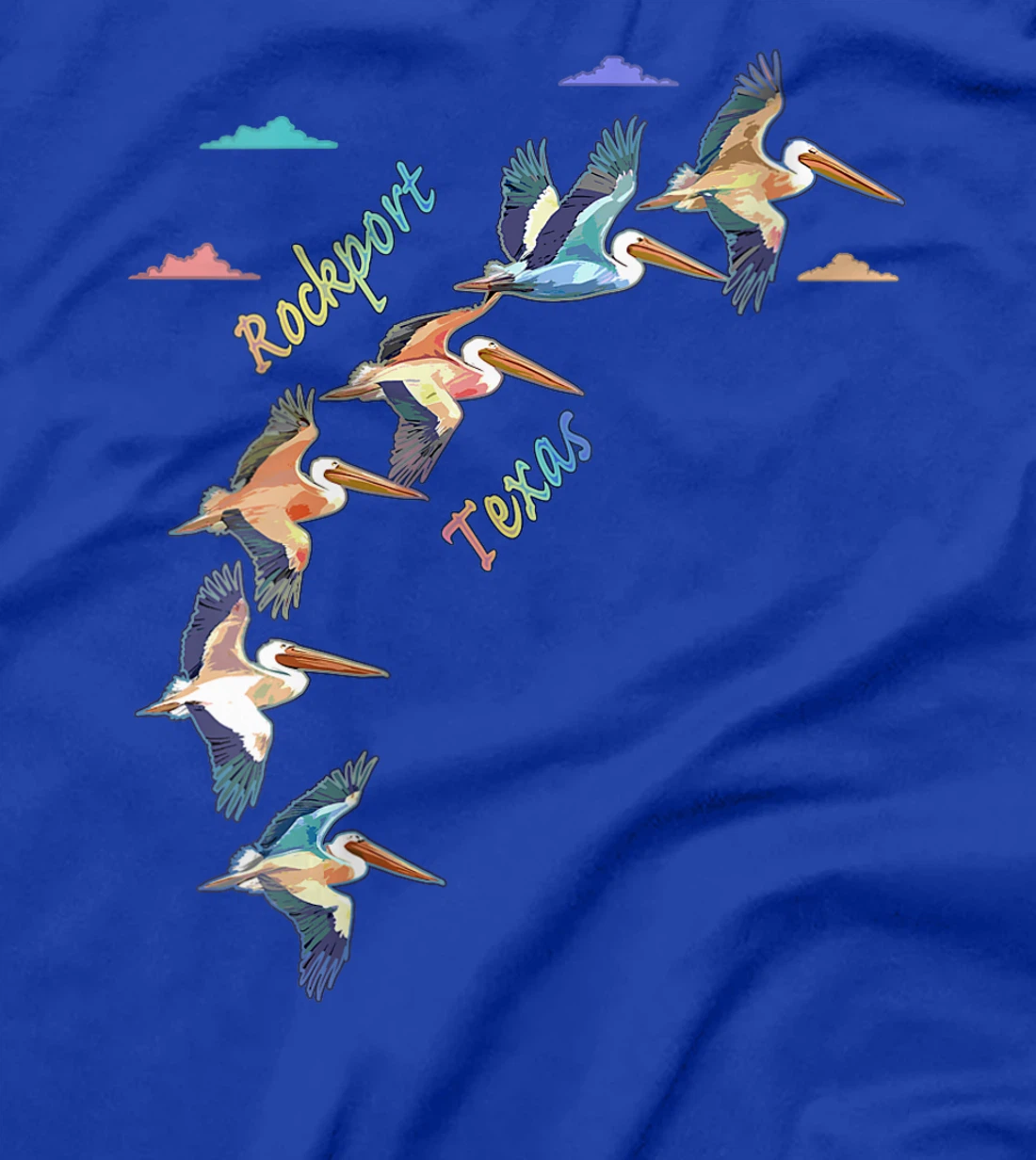 Womens Rockport Texas Colorful Tie-Dye Pelican Art T-Shirt