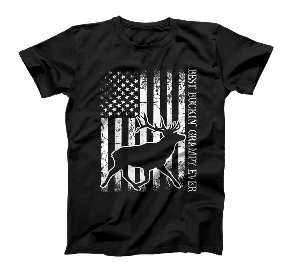 Mens Best Buckin' Grampy Ever American Flag Father's Day T-Shirt